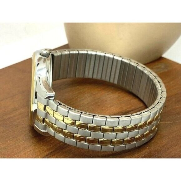 Timex Men's Watch T26481 Quartz 35mm Gray Dial Indiglo Two Tone Stretched Band - Picture 9 of 13